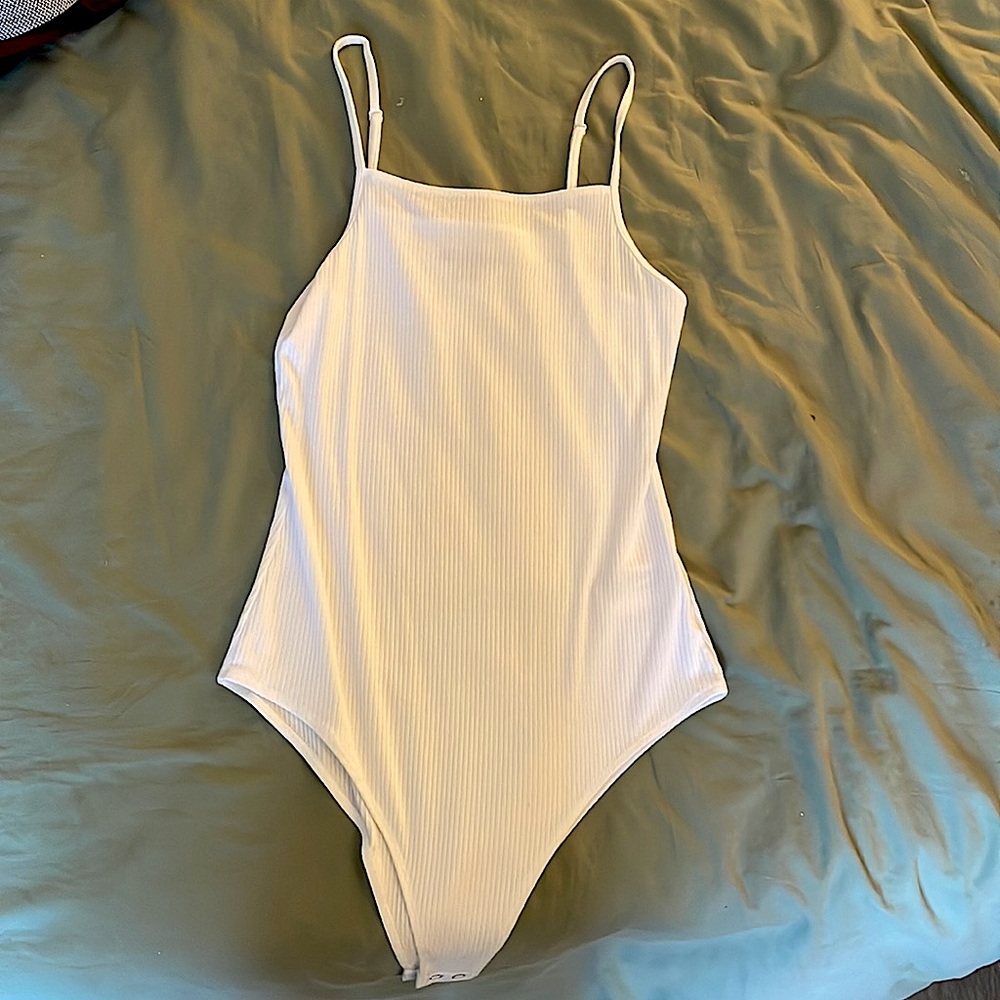Woman’s White Tank Top Body Suit, Size S